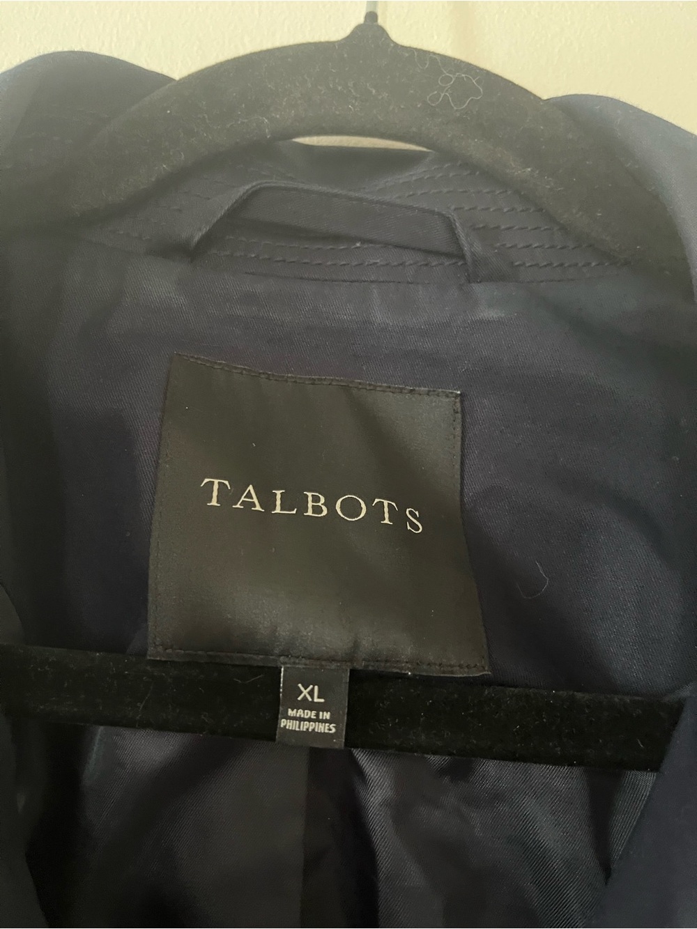 Talbots Navy Trench Coat XL Quiet Luxury Old Money Business Casual Minimalist - Picture 2 of 7